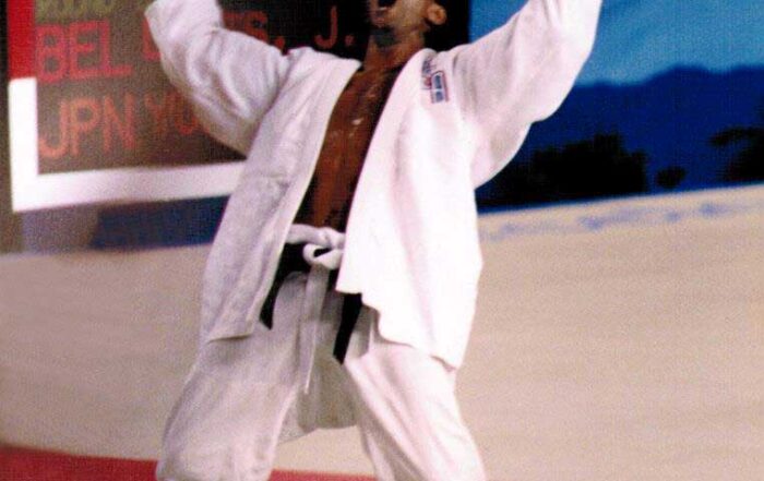 Jason Morris Yells after winning a silver medal at the 1992 olympics